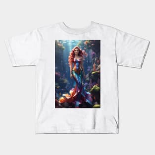 Beautiful Rainbow Colors Mermaid Kids T-Shirt